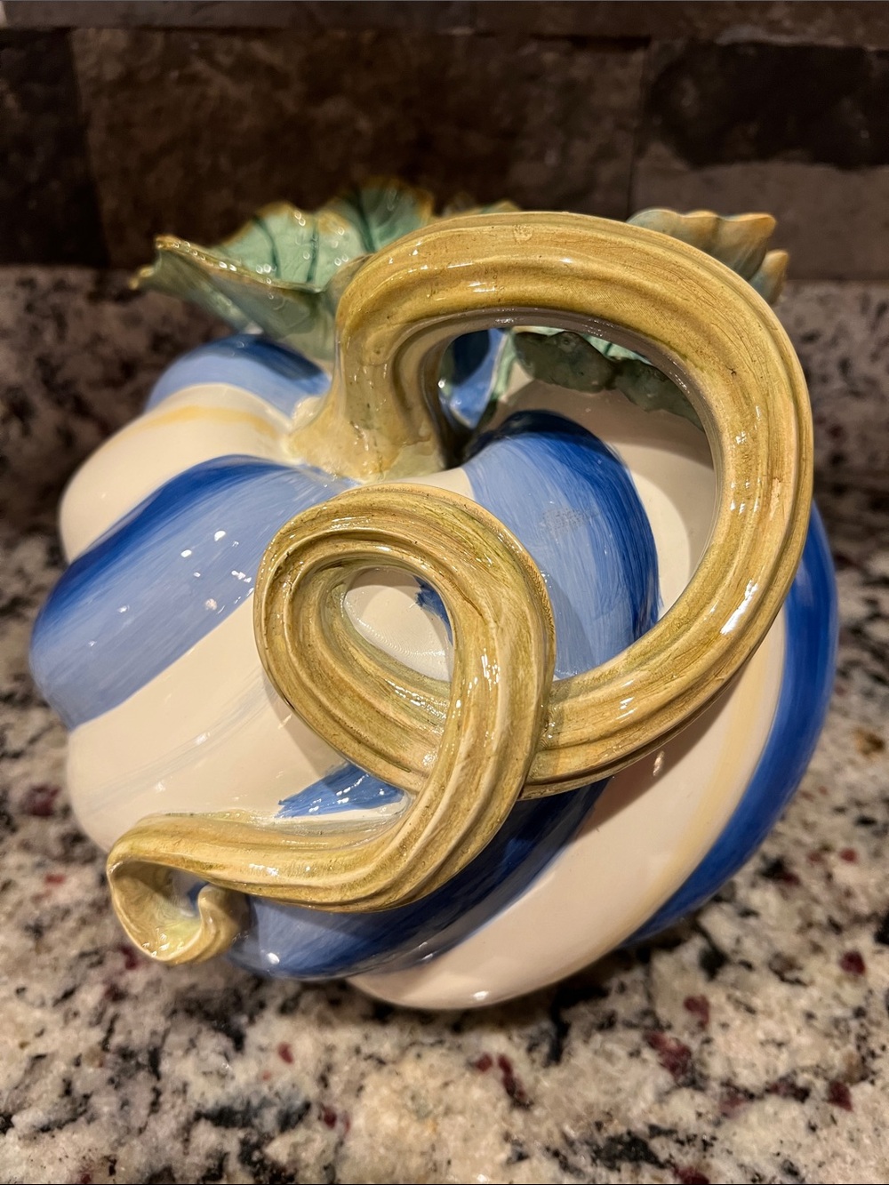 MACKENZIE-CHILDS Royal Swirl Twisted-Stem Pumpkin. New in Box. - Picture 6 of 12